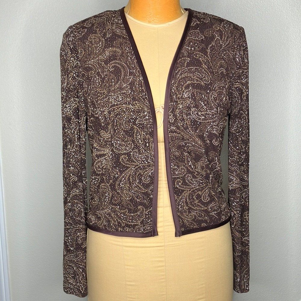 Brown Paisley Glitter Cardigan